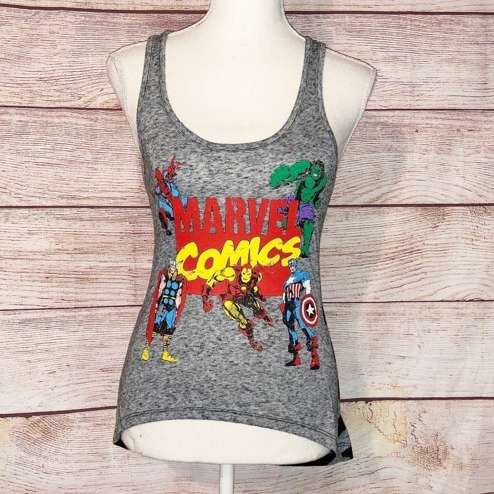 Marvel Comics Avengers Black and Grey Racerback Tank Top Size XS